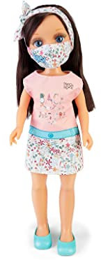 NANCY, a Day with trendy face mask, 14-inches doll, Brunette, Recommended for Children from 3 Years (Famosa 700016551)