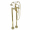 ENKI, Downton, BT0609 Floorstanding Bath Shower Mixer Tap with White Ceramic Levers English Gold