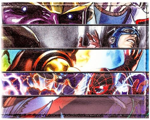 Captain America Avengers Comic Strip Collage Wallet Bi-Fold Id & Card Multicolor