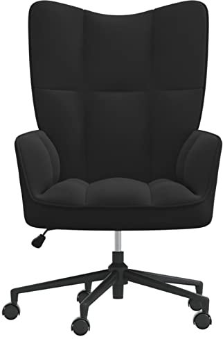 Gecheer Relaxsessel mit Rollen Höhenverstellbar Drehbar Fernsehsessel Wohnzimmerstuhl Polstersessel Polsterstuhl Relaxstuhl Sessel Ohrensessel 61,5 x 69 x (94,5-102) cm (B x T x H),Schwarz Samt