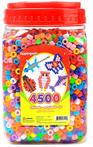 2.5 lb Wholesale Large Pony Beads (6x9 mm) Bucket, Easy Storage Beads Bulk, Over 4500 Pony Bead for Jewelry Making, Crafts