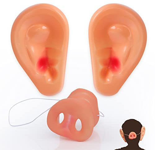 1Pcs Halloween Schweinsnase lustige Dekoration, 2Pcs Halloween Schweineohren, Schweinenase Mit Gummiband, Maske Schweinenase für Party dekoration Halloween Tragen Ohren Zubehör, Kind-lustige Geschenke