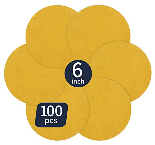 Shawya 100 Stück 15,2 cm Körnung 100 PSA selbstklebende DA-Schleifscheiben-Rolle Schleifpapier für Oberflächenmischung, Kantenbearbeitung, Metallschleifpapier
