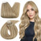 Ugeat Extensions Echthaar Microring 60cm Blond Remy Haarverlängerung Microring Extensions Echthaar Micro Loop Goldblond Highlight Hellblond für Datum 50G/50S #16/22