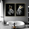 Löwe und Löwin mit Krone Leinwand Bilder, Schwarz Weiß Tier Poster Dekoration, Wildes Tier Kunst Drucke für Wohnzimmer Wohnkultur Dekor Kein Rahmen (Löwe -1, 2x50x70cm)