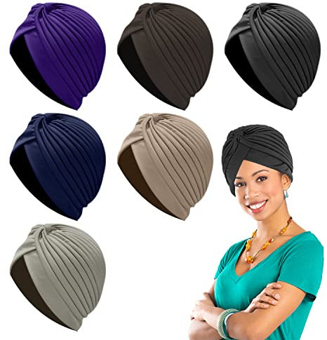 6 Stücke gestreiften Kappe, randlose Plissee Urinal Kappe, einstellbar, verwendet für mode Zubehör, halten Kopfschmuck, Schlaf Kappe, warm, Geschenk Stirnband Kappe, Damen (6 Farben)