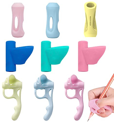 9 pièces d'aide à l'écriture pour stylo enfants poignées de crayon écriture aide à l'apprentissage stylo tenir poignées de crayon enfants porte-stylo porte-crayon aide à l'écriture poignée posture