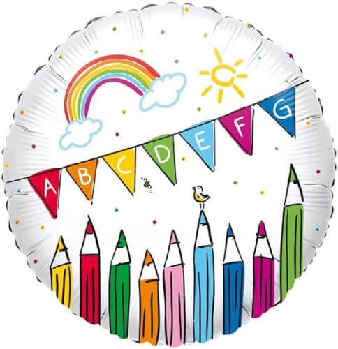 Amscan Standard Folienballon Schulstart Folienballon S40 verpackt 43 cm, Bunt