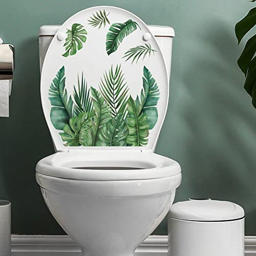 Grüne Pflanzen Blätter Blätter Badezimmer Toiletten Sitz Deckel Aufkleber Abnehmbare Selbstklebende Abziehbilder Toilette Dekor Kunstdekoration