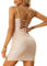 Allegra K Robe à Sequins à Lacets pour Mini-Robe de Cocktail à Bretelles Spaghetti pour Femmes Or Rose S