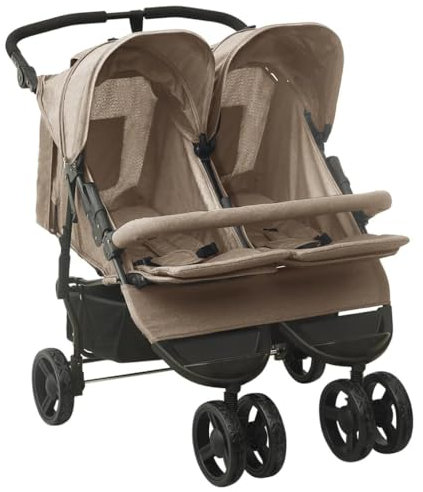 vidaXL Geschwisterwagen Taupe Stahl