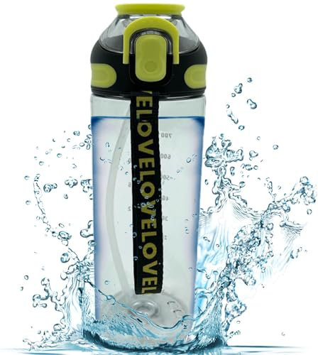 Smart Design Sip on Ergonomic Clear 800ml Water Bottle - Leakproof, BPA-free, Carry / Hook on Clip, Lock Mechanism, Gym, Home, Office, Sports Drink, Juices, Drinks, Outdoor, Biking, Hiking, Camping