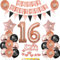 Decorazione Compleanno 16 Anni Ragazza - Palloncini e Torta Rose Gold e Nero