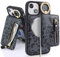 SailorTech iPhone 13 Mini Phone Leather Case with Credit Card Holder Magsafe, iPhone 13 Mini Case Ring Stand with Kickstand Card Slots Wallet Detachable 2-in-1 Zipper Case - Black Leopard