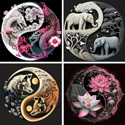 4pcs Artificial Diamond Painting Set, Upgraded Adult Diamond Art Set, Cross Stitch Full Diamond Shiny Diamond Embroidery Pictures Art Crafts, Suitable For Home Wall Decoration Gifts 11.8X11.8inch