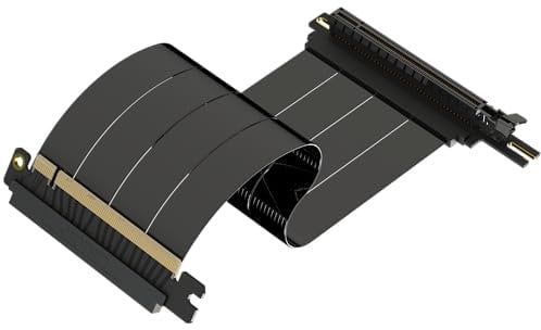 LINKUP - AVA5 PCIE 5.0 Riser Cable | RTX5090 RX9070 GPU Ready | x16 128GB/s Speed | Compatible with NZXT H1 & PCIE 4.0 / PCIE 3.0 | Single Reverse Left Angle, Black 25cm (Total Length 28cm)