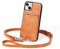 LUCKYCOIN Wallet Phone Case for iPhone 14 Plus with Wrist Strap/Card Holder,Fashion Travel Crossbody Case for Women,Genuine Leather Purse Cover for Girl,Pouch Case with Adjustable Neck Cord-Brown