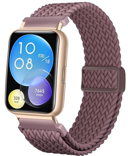CUNUJIX Ricambio intrecciato per Huawei Watch Fit 2 Active/Elegant/Classic, cinturino di ricambio per Huawei Watch Fit 2 Donna Uomo, Nylon, Senza Gemstone