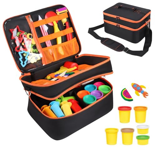 EKRISON Hard Travel Case for Play-Doh Modeling Compound, Playdoh Set Storage Bag Carrying Case for Playdough Dough Tool Kit Organizer Container, Bag Only