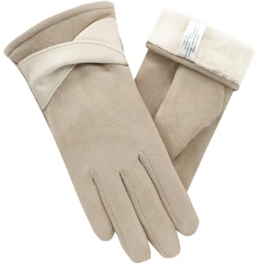vislivin Winter Warm Handschuhe Damen Touchscreen Handschuhe Wildleder Winterhandschuhe mit Gefütterten Gloves Beige L