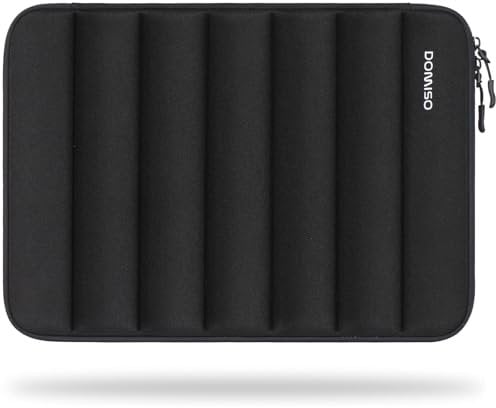 DOMISO Funda para portátil de 15,6 Pulgadas,Impermeable Bolsa de Transporte para Ordenador Rayas Verticales para 15.6 Notebook Thinkpad Ideapad HP DELL Chromebook Surface Laptop,Negro
