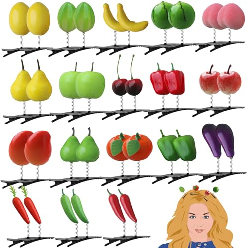 36 Stück Obst, CNYMANY lustige süße Gemüse-Haarnadeln, Mädchen, Obst-Thema, Kopfbedeckung, Foto-Requisiten, Haarschmuck für Frauen und Mädchen