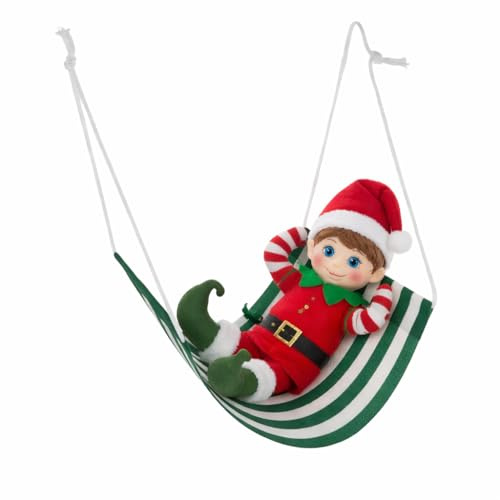 JOINPAYA 1 Stück Miniatur-Hängematte für Weihnachtself Puppe, Grünes Elfen-Zubehör Set für Wichteltür & Puppenhaus, Schaukelbett Requisite für Weihnachtsdeko Mikrolandschaft, Robustes Stoff-Dekoration