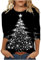 Keepink Weihnachtspullover für Damen, Übergröße 36-52, Glitzer, Weihnachtsbaum-Druck, 3/4-Ärmel, Tops, Baumwolle, Rundhalsausschnitt, Pullover, Bluse, elegant, lässig, Tunika, T-Shirt,