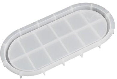 Leliafleury Oval Tray Resin Mold Silicone Coaster Mold White Coaster Mould for DIY Crafts Cups Mats Tray, 24.9cm x 12.1cm