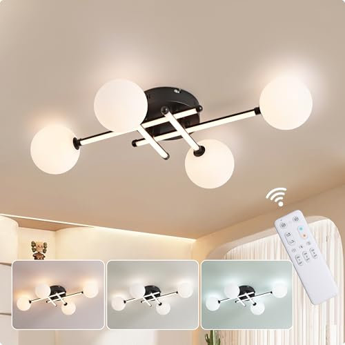 Baerolc LED Deckenleuchte Dimmbar 3000K-6000K, 4 Flammig Deckenlampe Schlafzimmerlampe Wohnzimmer Lampe decke Moderne Pendelleuchte für Schlafzimmer Wohnzimmer Küchen Restaurant Büro 65 * 46 * 16cm