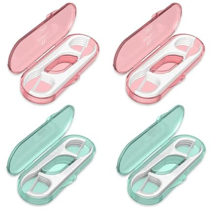 WeddHuis 4 Pezzi Porta Filo Interdentale Trasportabile Organizer per Viaggio 40 Archetti Interdentali Einfädler per Famiglie Donne Uomini Pulizia Dentale