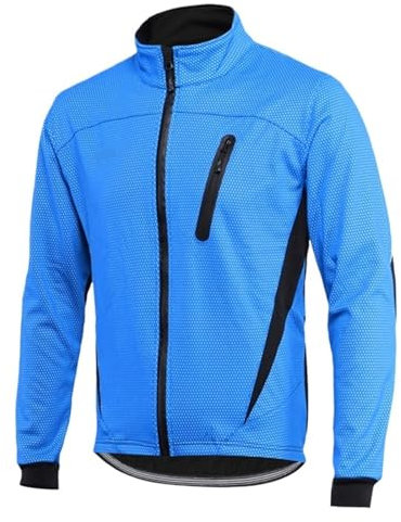 ZNTIHZ Winter-Radjacken Für Männer Fleece-Fahrradjacke for Herren, Winter-Thermo-Mountainbike-Jacke, wasserdichter Fahrradmantel, Winddicht, reflektierende Jacke Für Radfahren, Wandern(Blue,M)