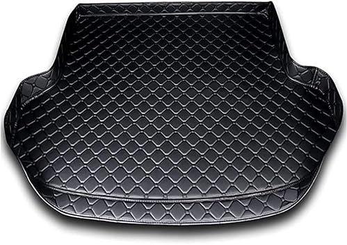 FUSKL Coche Cuero Alfombrillas para Maletero para Hyundai Santa Fe II 7-Seat 2006-2010 2011 2012 | Bandeja Forro Alfombra Antideslizante AntiarañAzos Moquetas,A/Black