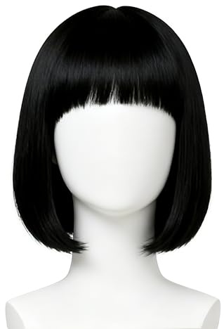 CATMEYE Black Bob Wig for Black Women, 35cm Natural Looking Synthetic Hair, Adjustable Breathable Cap,Short Synthetic Wig for Daily Wear & Cosplay Parties (Black)