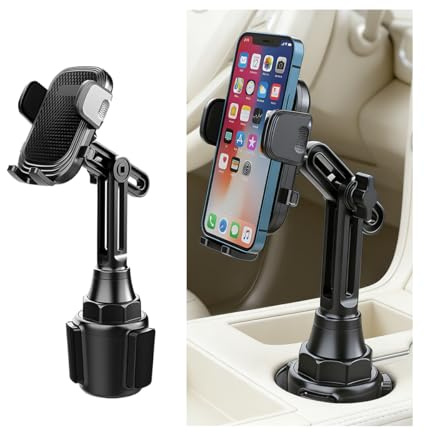 FALVFUN Car Cup Phone Holder, 360° Rotation Adjustable Vehicle Cup Cell Phone Mount with Expandable Base, Automotive Interior Smartphone Holder, Universal for SUV RV Truck