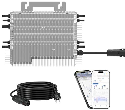 DEYE Mikro-Wechselrichter 2000 W SUN-M200G4-EU-Q0 inkl. 5m Anschlusskabel für Mini-PV Solaranlage Balkonkraftwerk, IP67 wetterfest, 4 MPPT, WiFi, Micro Inverter