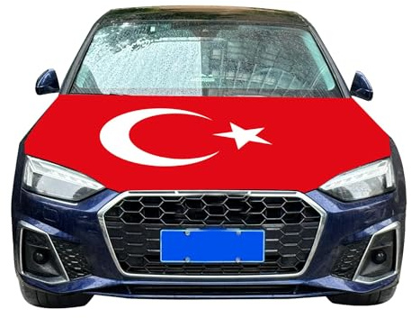 Türkei Flagge Motorhaube, Türkei Flagge Auto, Fan Artikel Türkiye Bayrak Fußball Auto Motorhaube Überzieher Flagge (A)