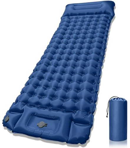 TZPAUG Materassino Campeggio Autogonfiante, Addensato Materassino Gonfiabile Singolo con Built-in Pompa Piede e Cuscino, Ultraleggero Materasso Gonfiabile per escursioni, Spiaggia, Picnic