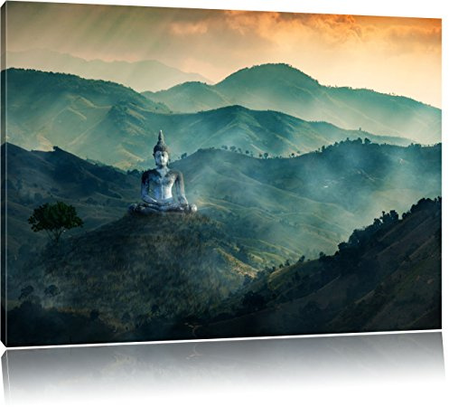 Pixxprint Buddha im Tal der Dunkelheit, Größe: 120x80cm, Leinwandbild, fertig gespannt, Wandbild, Dekoration, Kunstdruck, kein Poster