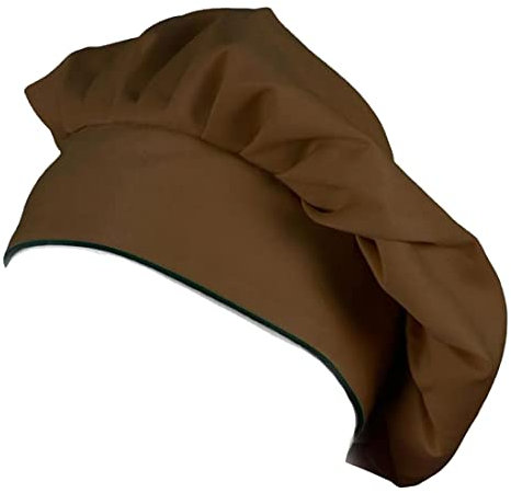 Work Team Gorro liso de cocinero con velcro y vivo a contraste. Unisex Marrón UNICA