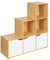 URBNLIVING Libreria a 6 gradini in faggio + 3 ante bianche