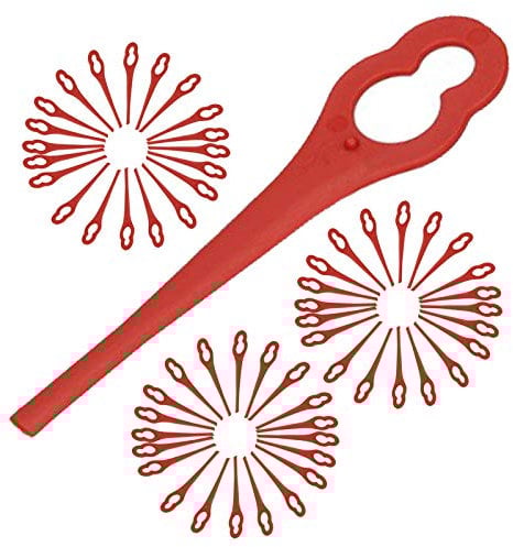 Spares2go Plastic Blades for Mac Allister MGT18 18V LI Cordless Strimmer Trimmer (Pack of 60, Red)