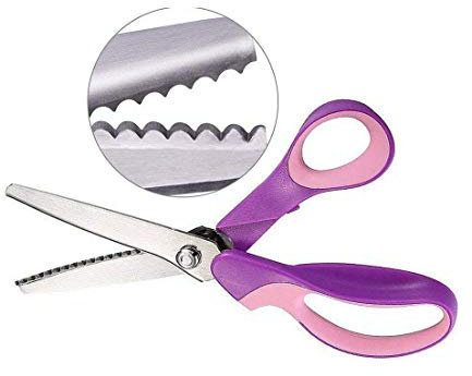 nejlsd Zackenschere/für Stoff scallop, Edelstahl behandelt Schneidern Nähen Schere Zig Zag Stoff Craft Schere 23,6 cm violett