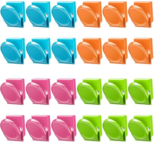 VICNOVA Magnetic Clips, 24 Pieces Magnetic Metal Chip Clips Fridge Magnets Refrigerator Whiteboard Locker Magnets Heavy Duty Clip Classroom Organization Teacher Must Haves School Supplies Accessories