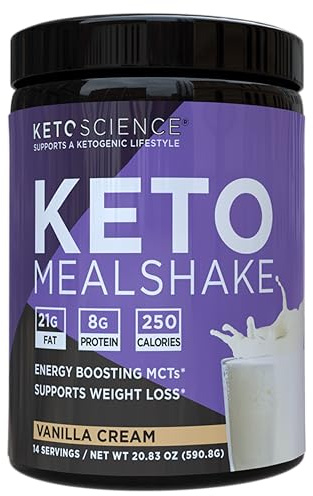 Keto Science Ketogenic Meal Shake Vanilla Dietary Supplement, Keto Protein, Rich in MCTs and Protein, Packed with Collagen, Vitamins and Minerals, Keto and Paleo Friendly, Weight Loss, (14 servings), 20.49 Oz