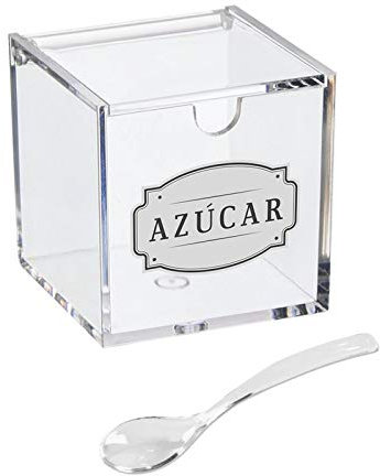 Home Gadgets Azucarero Cocina con Tapa Original Acrilico con Cuchara 16 cm