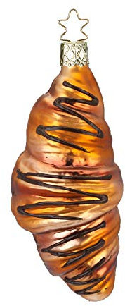 Inge-glas Weihnachtskugel Croissant 11,5cm | Weihnachtsbaumkugel aus Glas | Thema Gebäck Süßes | Handgemacht in Deutschland