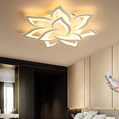 LED Deckenleuchte Blume Kreative Deckenlampe Innen Decken Beleuchtung Für Schlafzimmer Wohnzimmer Mit Fernbedienung Küche Esszimmer Weiß Acryl Lampenschirm Dekorative Dimmable Lampe,10 heads