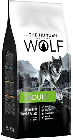 The Hunger of the Wolf Trockenes Hundefutter für erwachsene Hunde, ohne Getreide mit Lamm und Kartoffeln, alle Rassen, delikate Formel, 3 kg