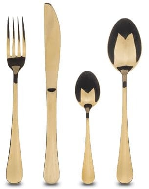 BERGNER München 24-teiliges Besteckset für 6 Personen - Edelstahl - Stärke 2,5 mm - Farbe Champagner - Hochglanzpoliert - Spülmaschinenfest - Ideal für den täglichen Gebrauch - Spülmaschinenfest